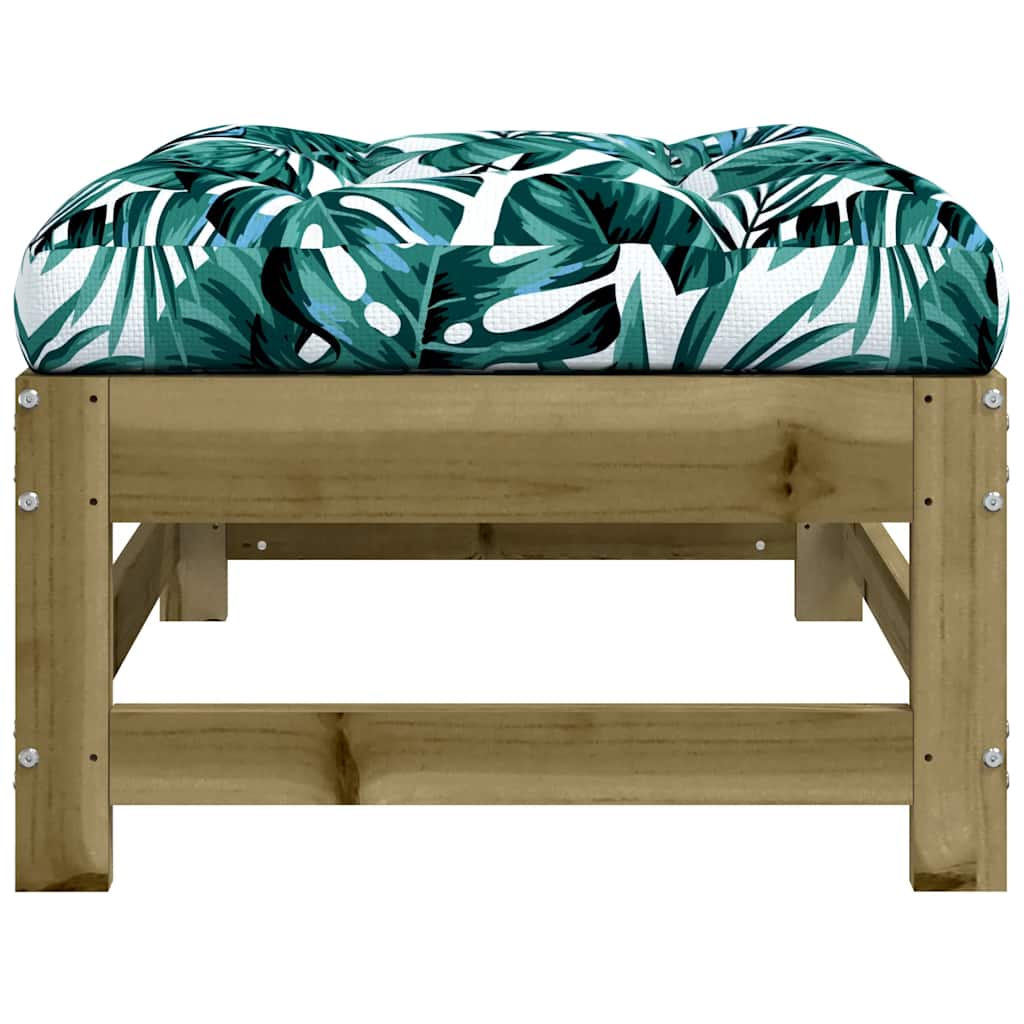 Pine Wood Garden Footstool with Cushion - Durable & Stylish
