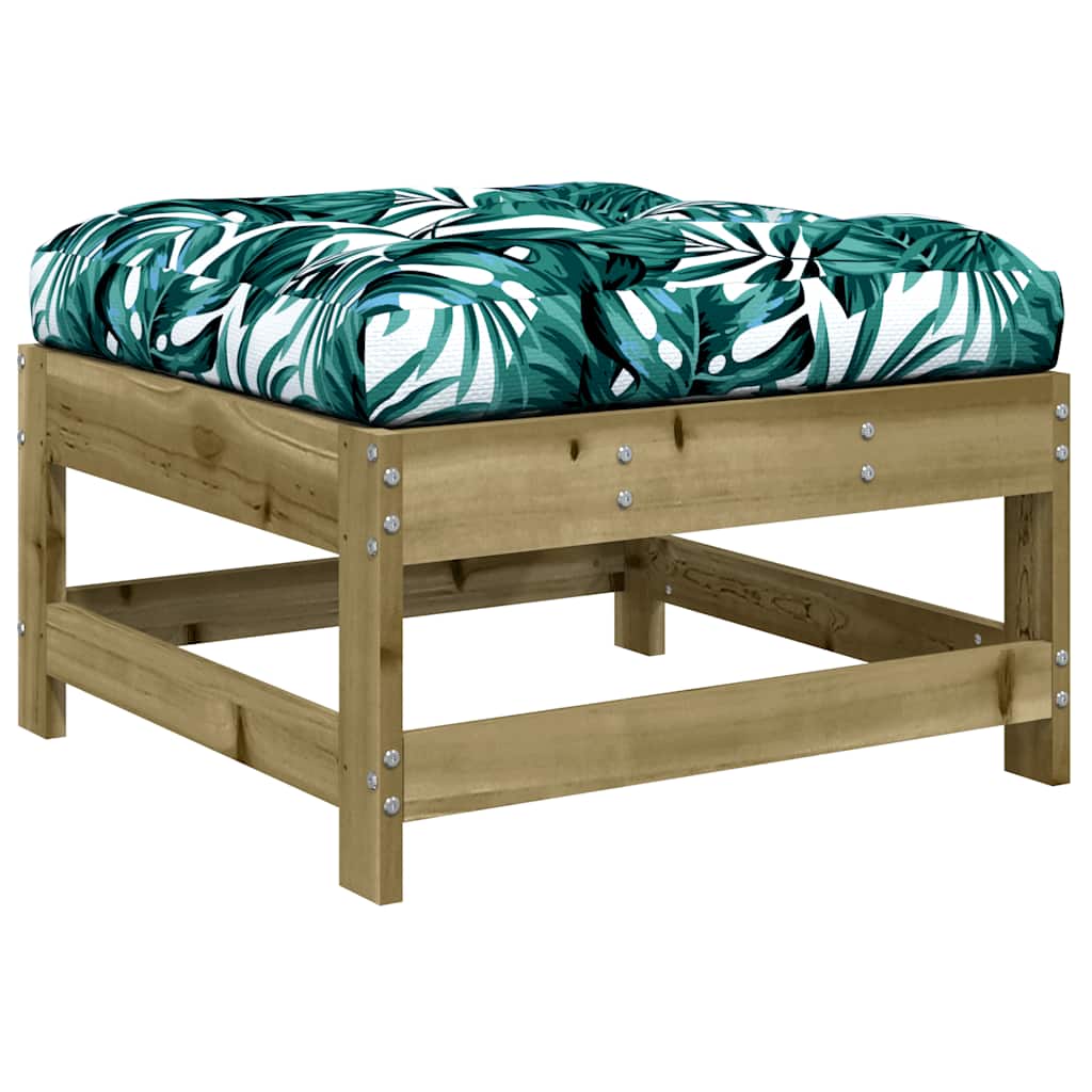 Pine Wood Garden Footstool with Cushion - Durable & Stylish