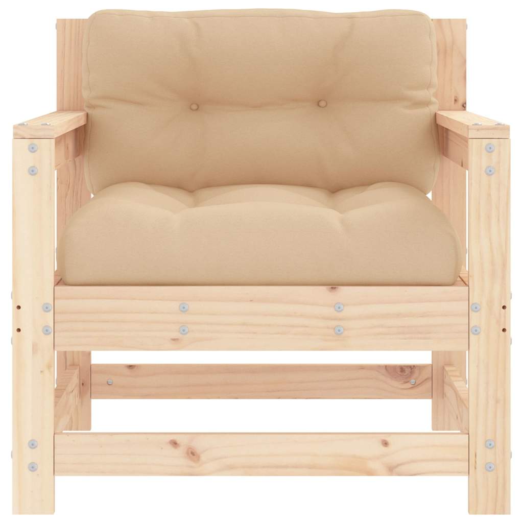 Solid Wood Pine Garden Chairs with Cushions - 2 Piece Set