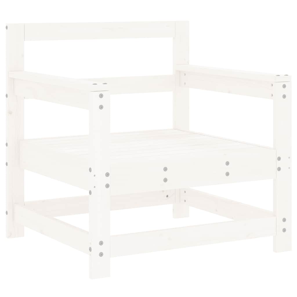 White Solid Pine Garden Chairs with Cushions - 2 Piece Set