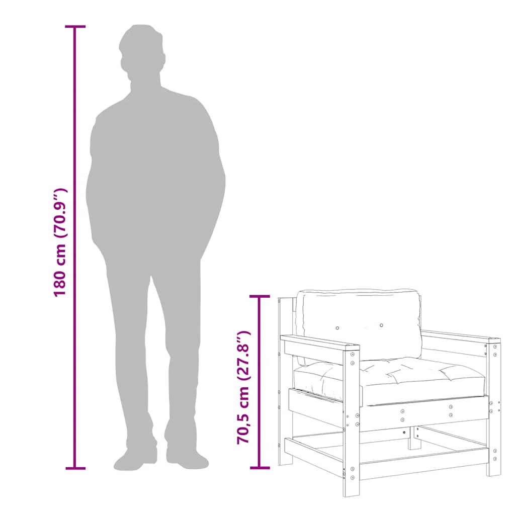 White Solid Pine Garden Chairs with Cushions - 2 Piece Set