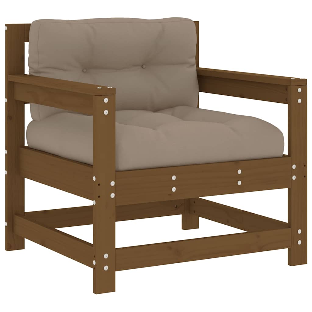 Solid Wood Pine Garden Chairs w/ Cushions 2pcs, Honey Brown
