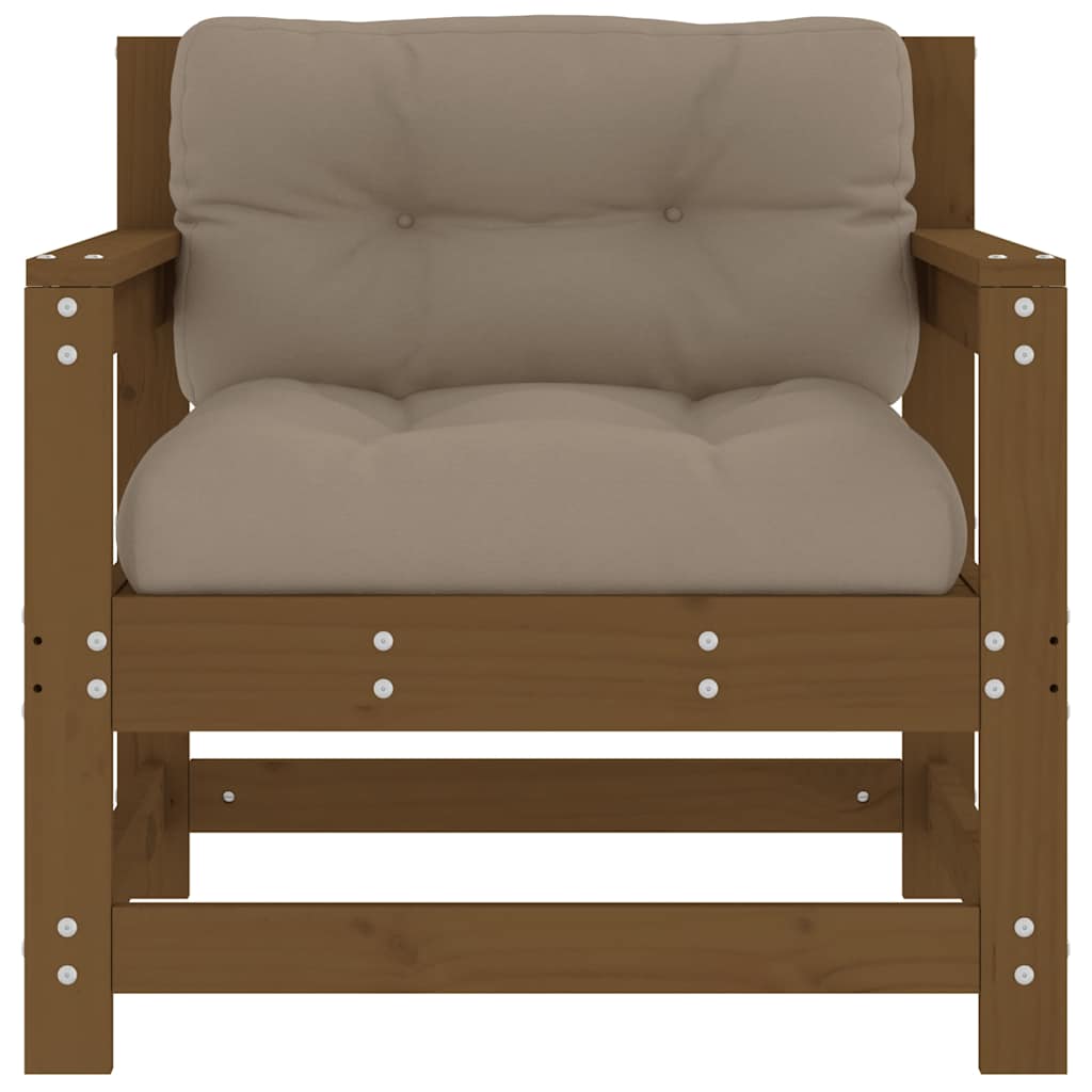Solid Wood Pine Garden Chairs w/ Cushions 2pcs, Honey Brown
