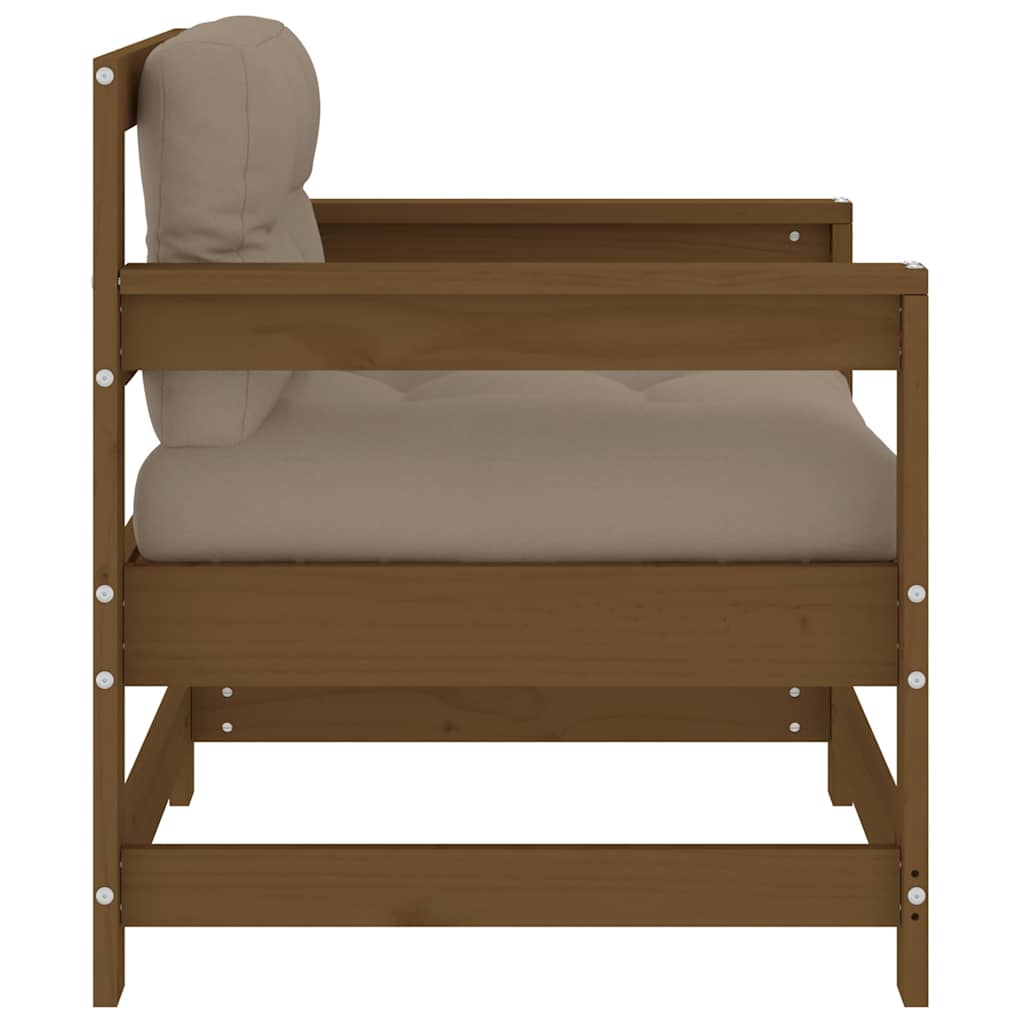 Solid Wood Pine Garden Chairs w/ Cushions 2pcs, Honey Brown