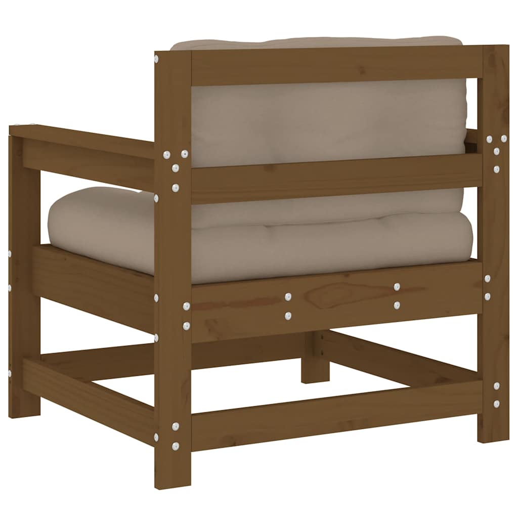 Solid Wood Pine Garden Chairs w/ Cushions 2pcs, Honey Brown
