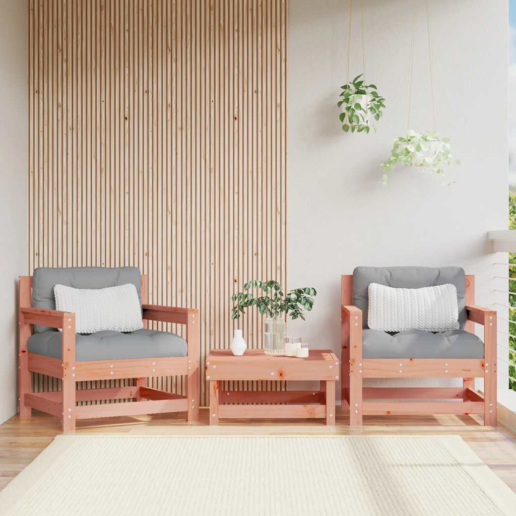 Solid Wood Douglas Garden Chairs with Cushions - Set of 2