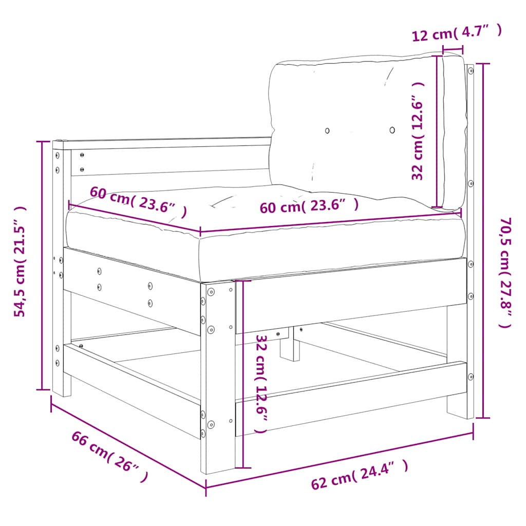 Pine Wood Garden Chair with Cushions - Durable & Stylish Seating