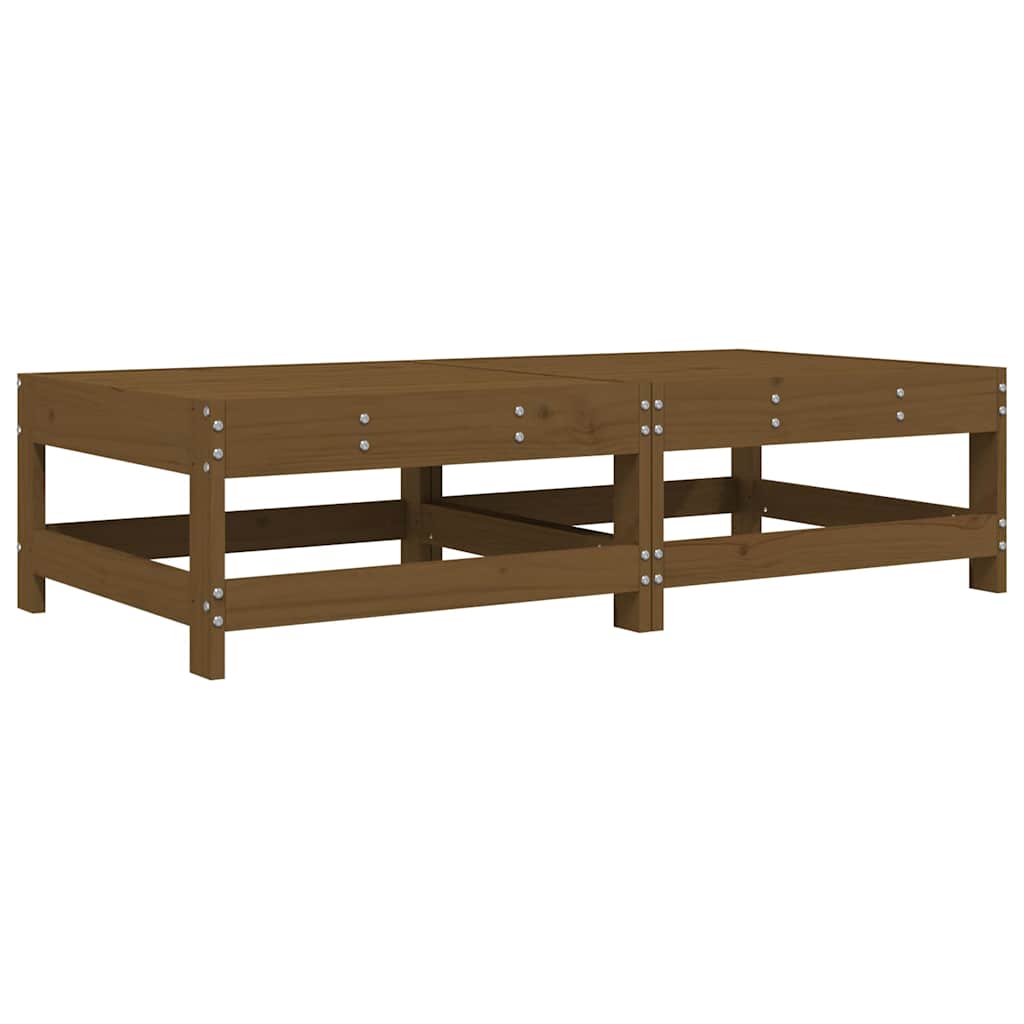 Honey Brown Wood Garden Footstools 2pcs with Cushions - Pine