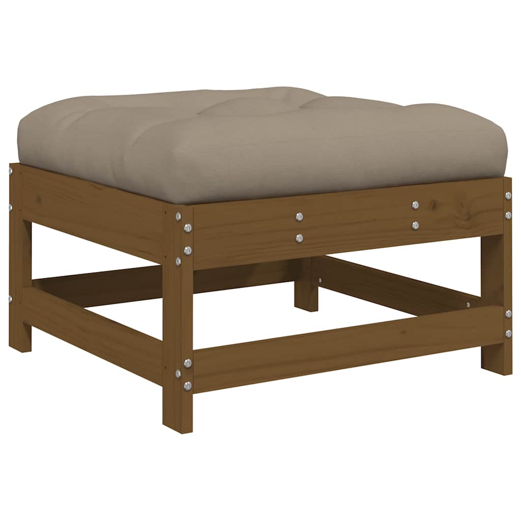 Honey Brown Wood Garden Footstools 2pcs with Cushions - Pine