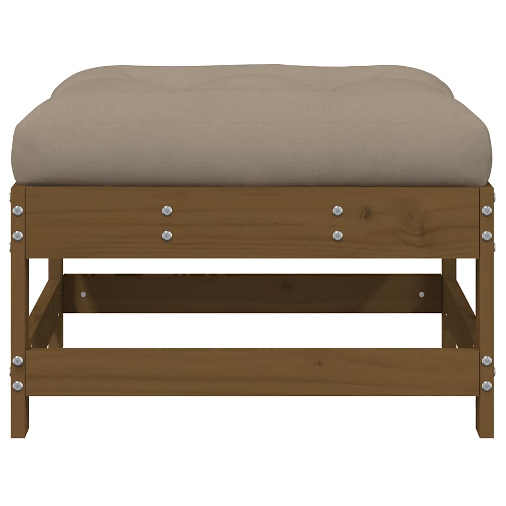 Honey Brown Wood Garden Footstools 2pcs with Cushions - Pine