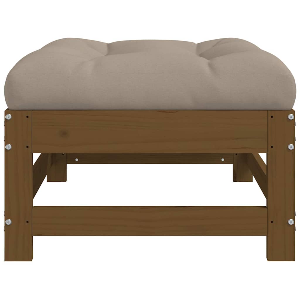 Honey Brown Wood Garden Footstools 2pcs with Cushions - Pine