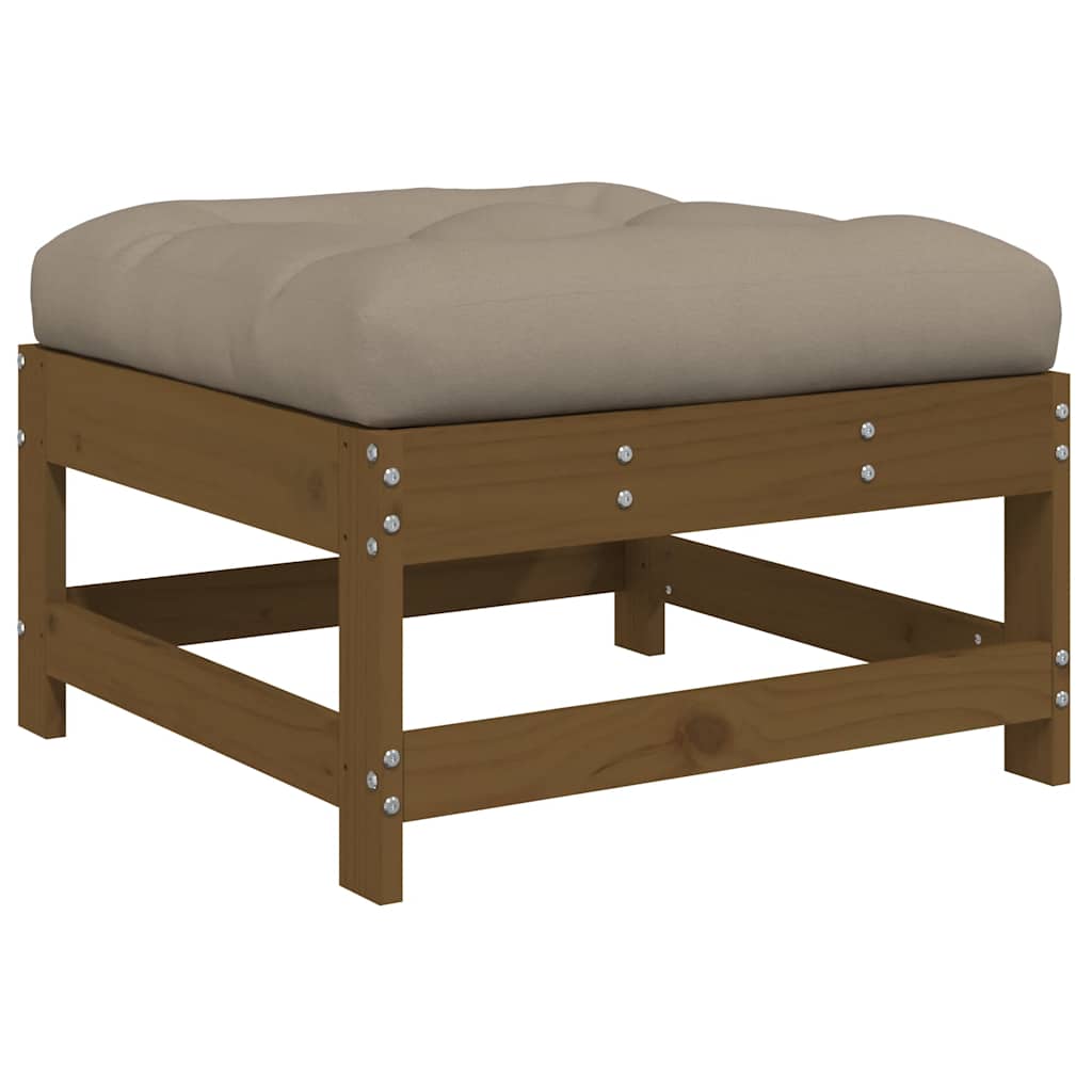 Honey Brown Wood Garden Footstools 2pcs with Cushions - Pine