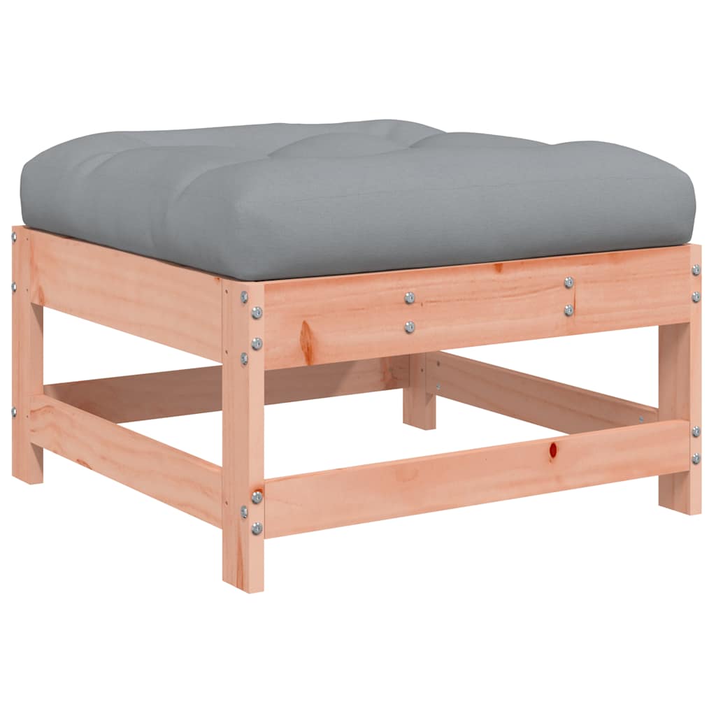 Solid Wood Douglas Garden Footstools 2pcs with Cushions - Natural Finish