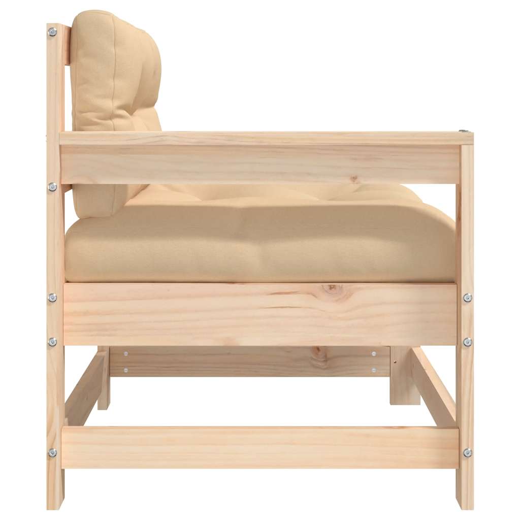 Solid Pine Wood Garden Chairs with Cushions, 2 pcs - Natural Elegance
