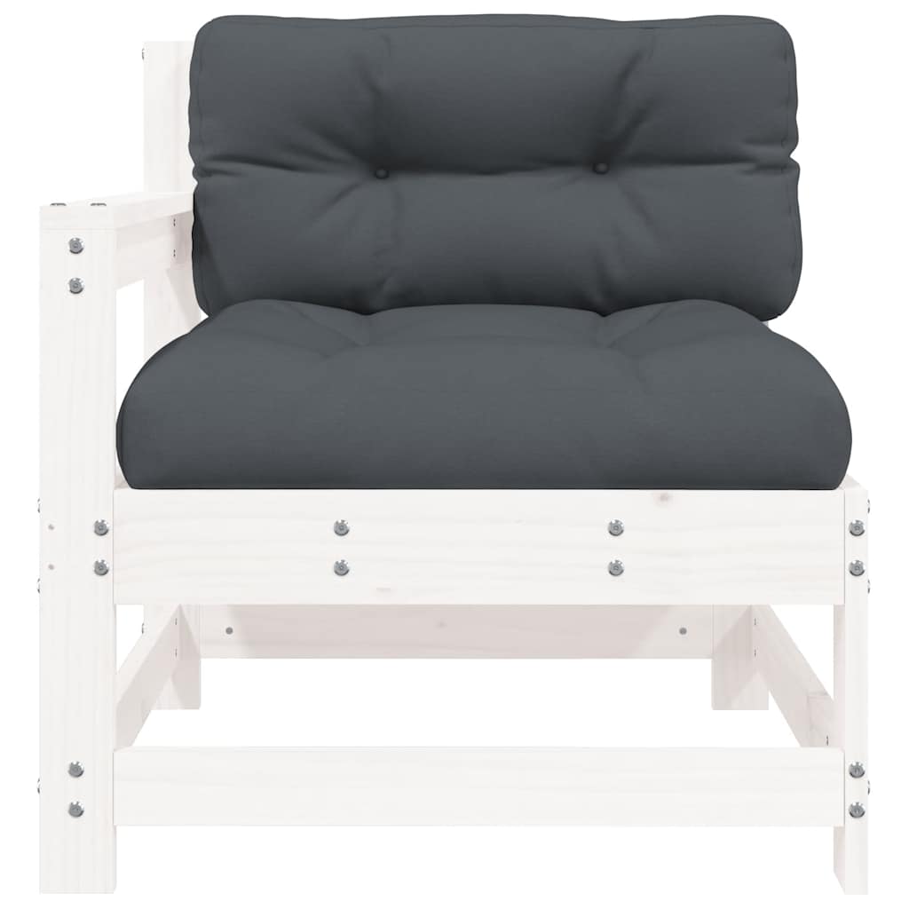 White Solid Wood Pine Garden Chairs with Cushions, Set of 2