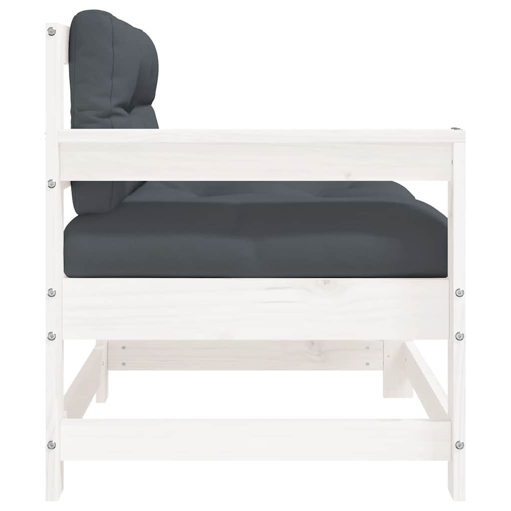 White Solid Wood Pine Garden Chairs with Cushions, Set of 2