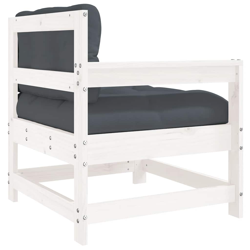White Solid Wood Pine Garden Chairs with Cushions, Set of 2