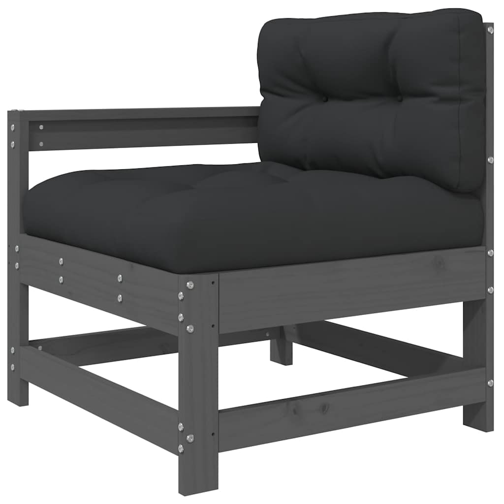 3-Piece Grey Solid Wood Garden Lounge Set with Cushions