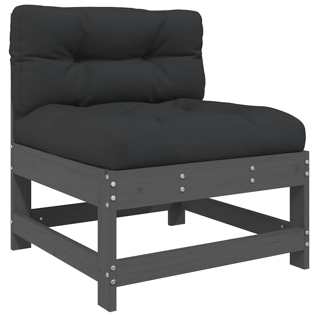 3-Piece Grey Solid Wood Garden Lounge Set with Cushions