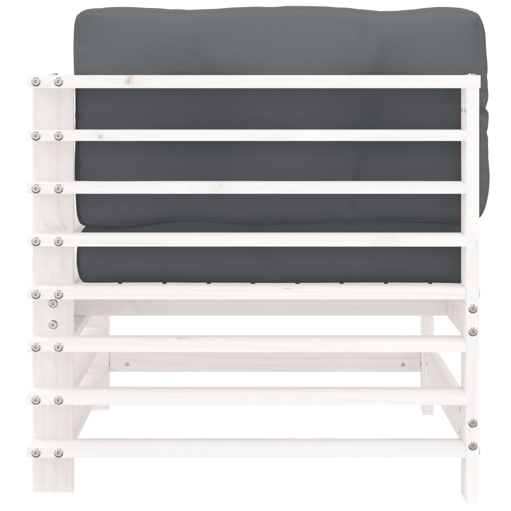 White Solid Wood Pine Corner Sofa with Cushions