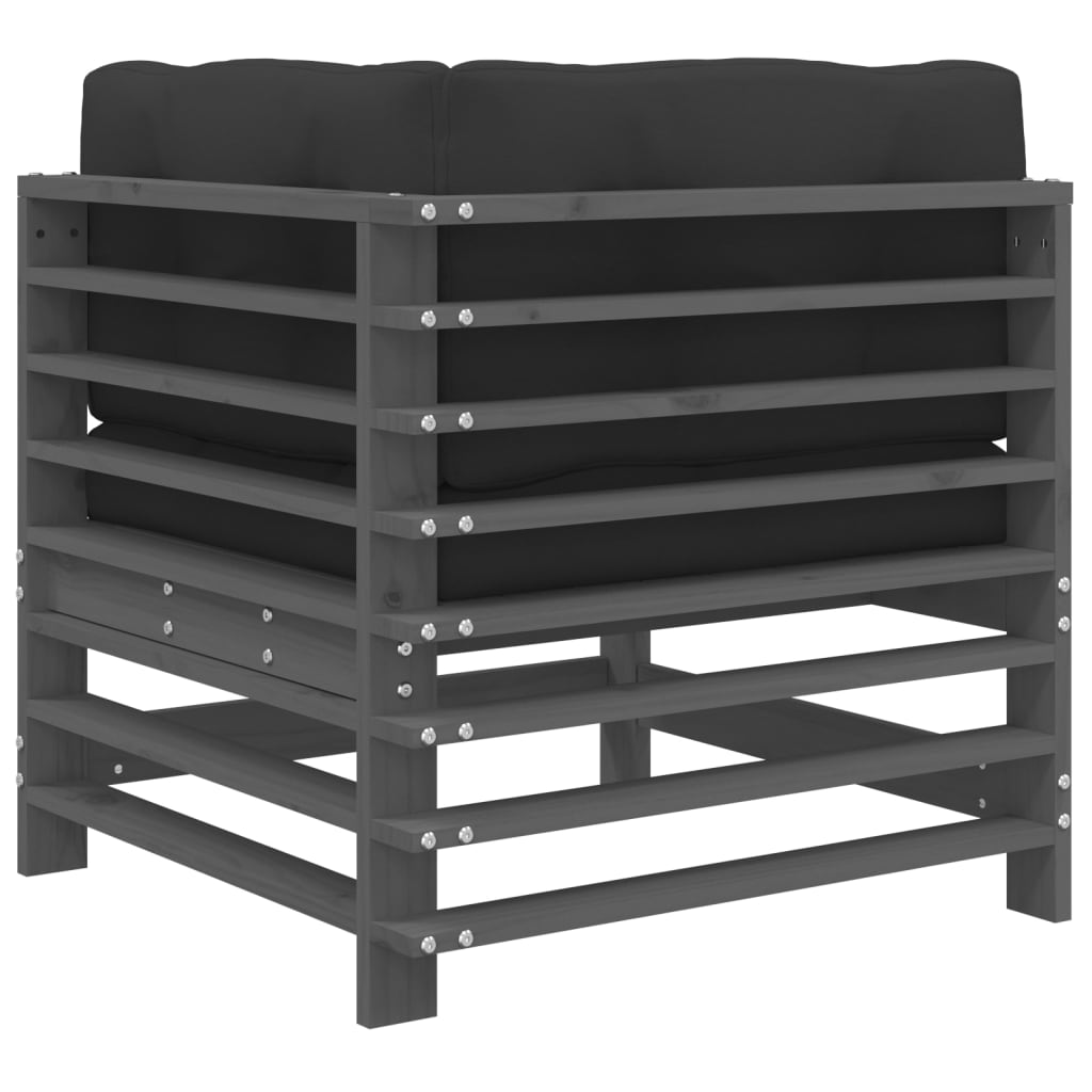 Modern Grey Corner Sofa with Cushions | Solid Pine Wood Frame