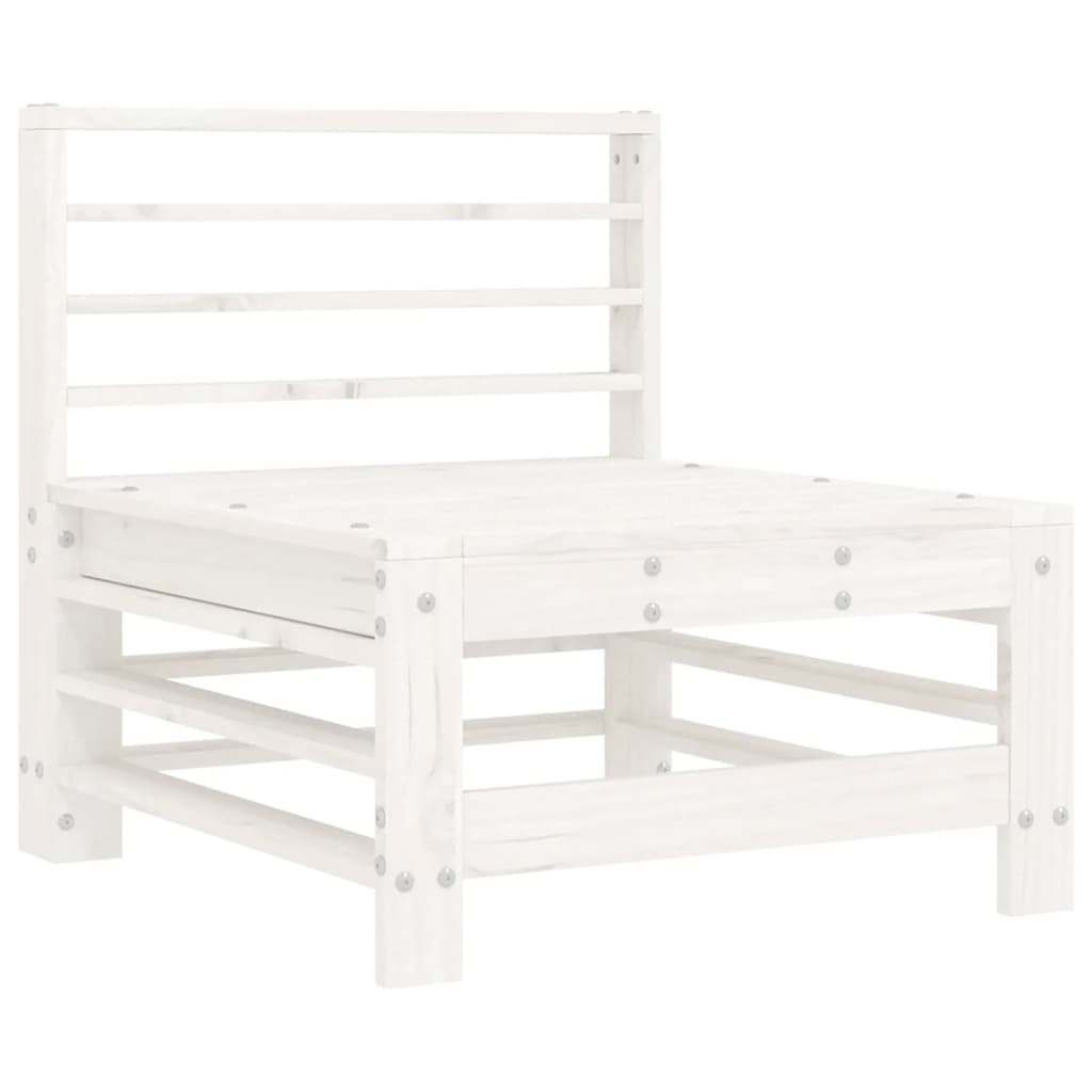 White Solid Wood Pine Middle Sofa with Cushions - Elegant Seating