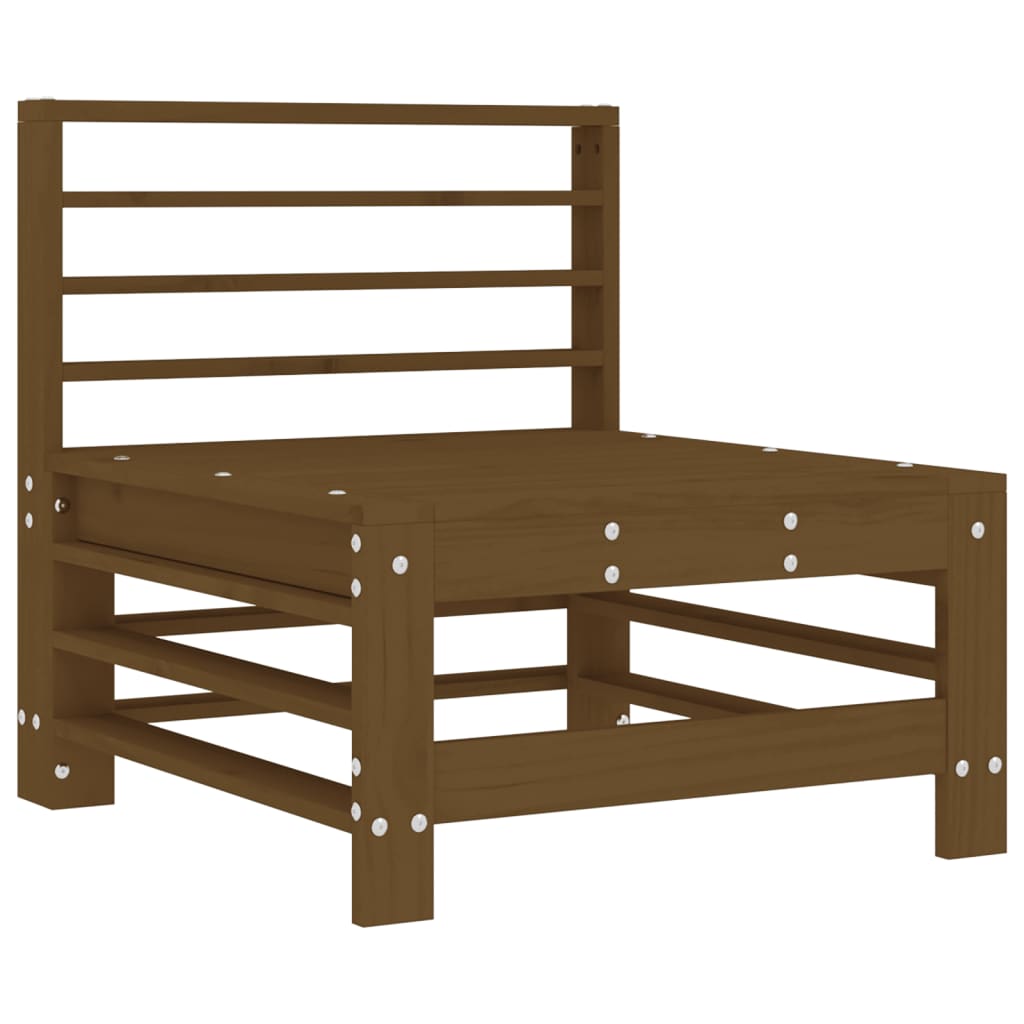 Honey Brown Solid Wood Pine Middle Sofa with Cushions