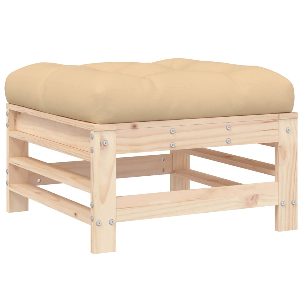 Solid Pine Garden Footstool with Cushion - Durable & Stylish Design