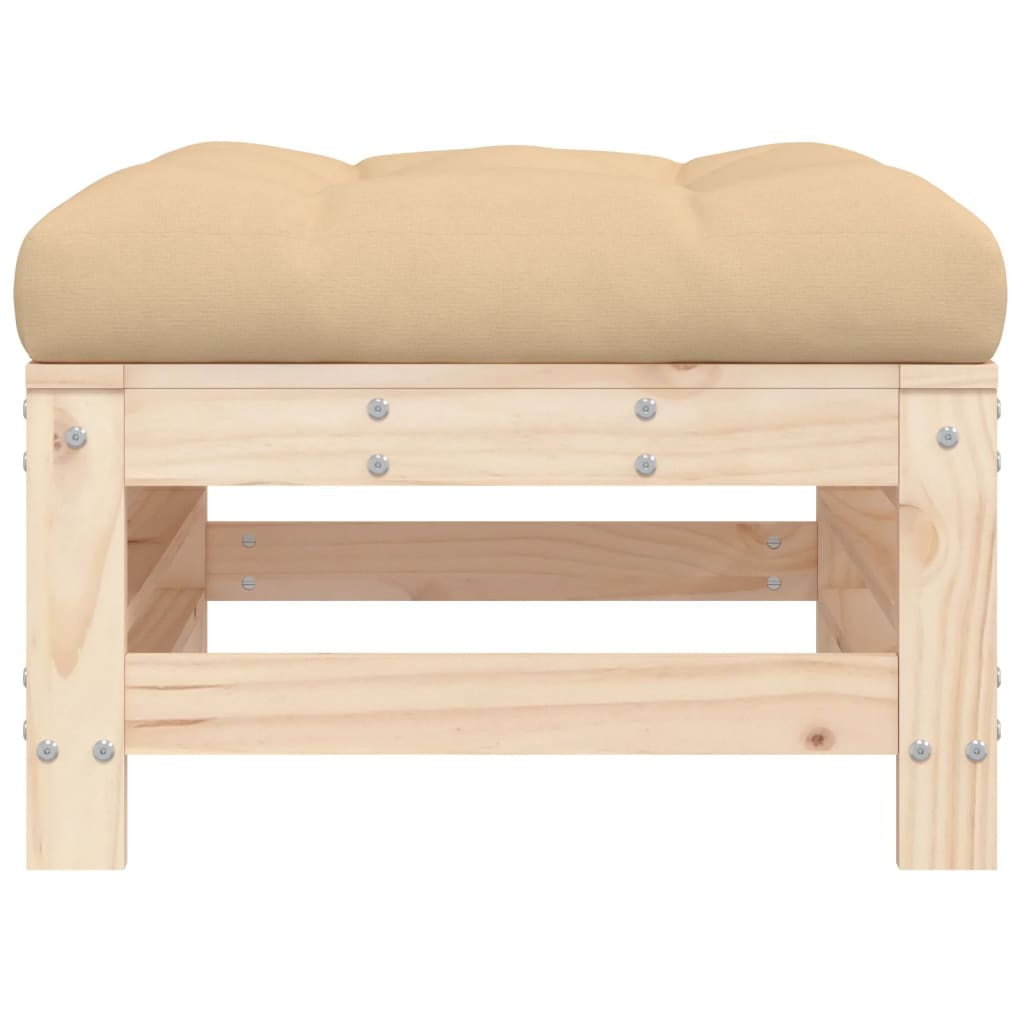 Solid Pine Garden Footstool with Cushion - Durable & Stylish Design