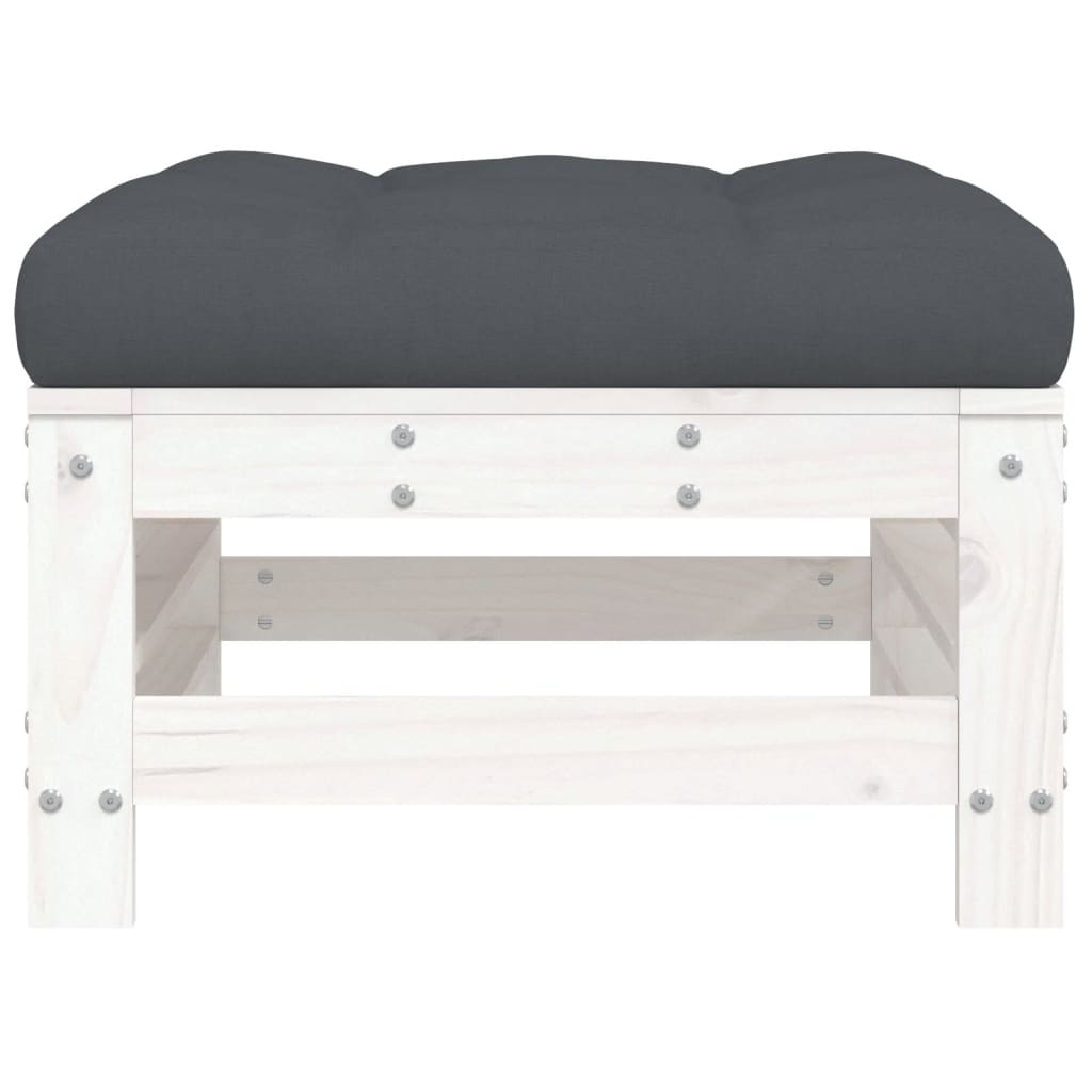 White Pine Garden Footstool with Cushion - Solid Wood Comfort