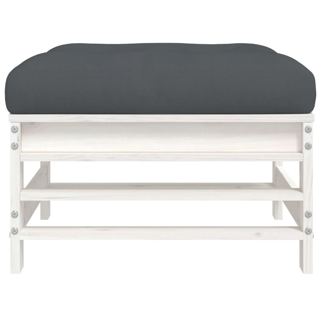 White Pine Garden Footstool with Cushion - Solid Wood Comfort