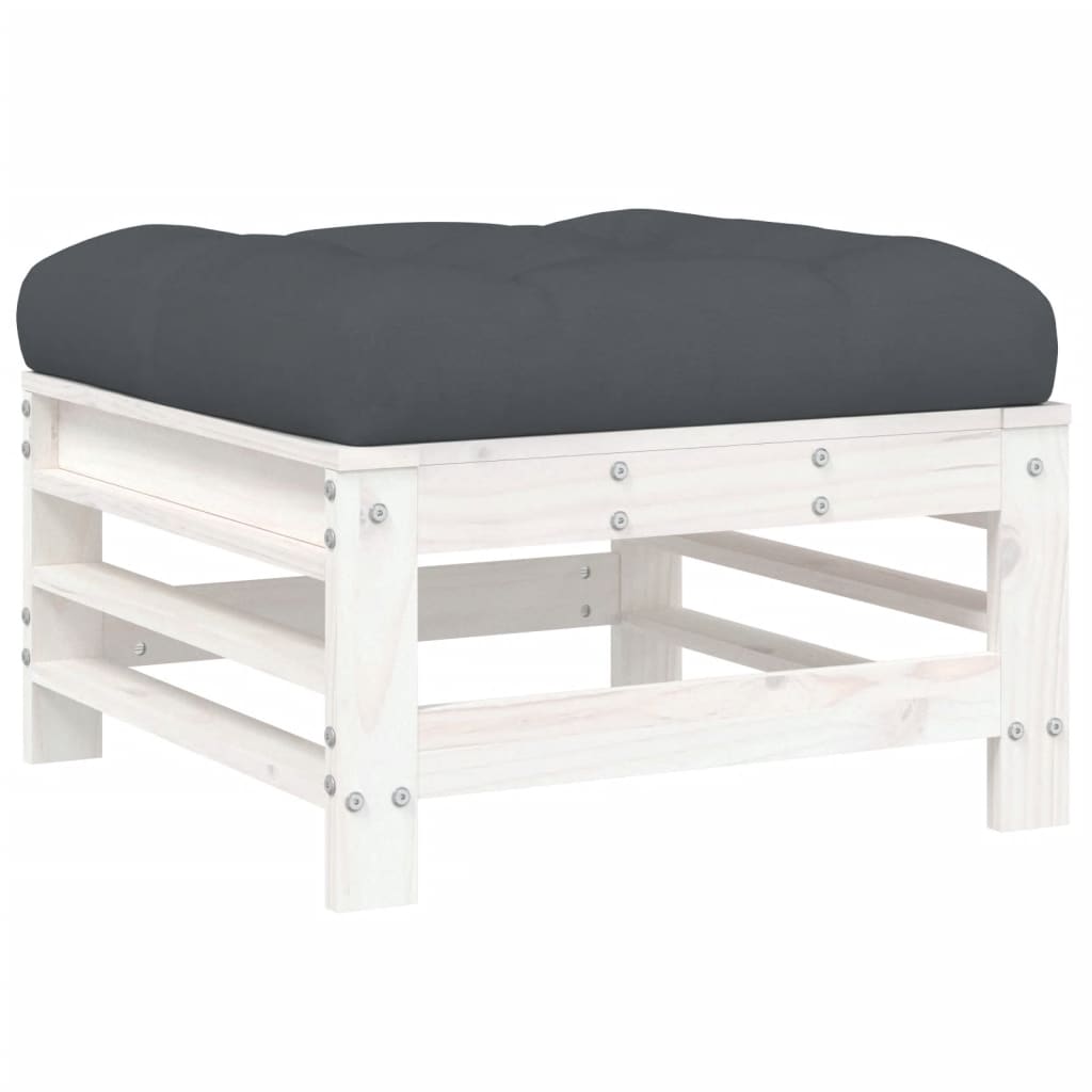 White Pine Garden Footstool with Cushion - Solid Wood Comfort