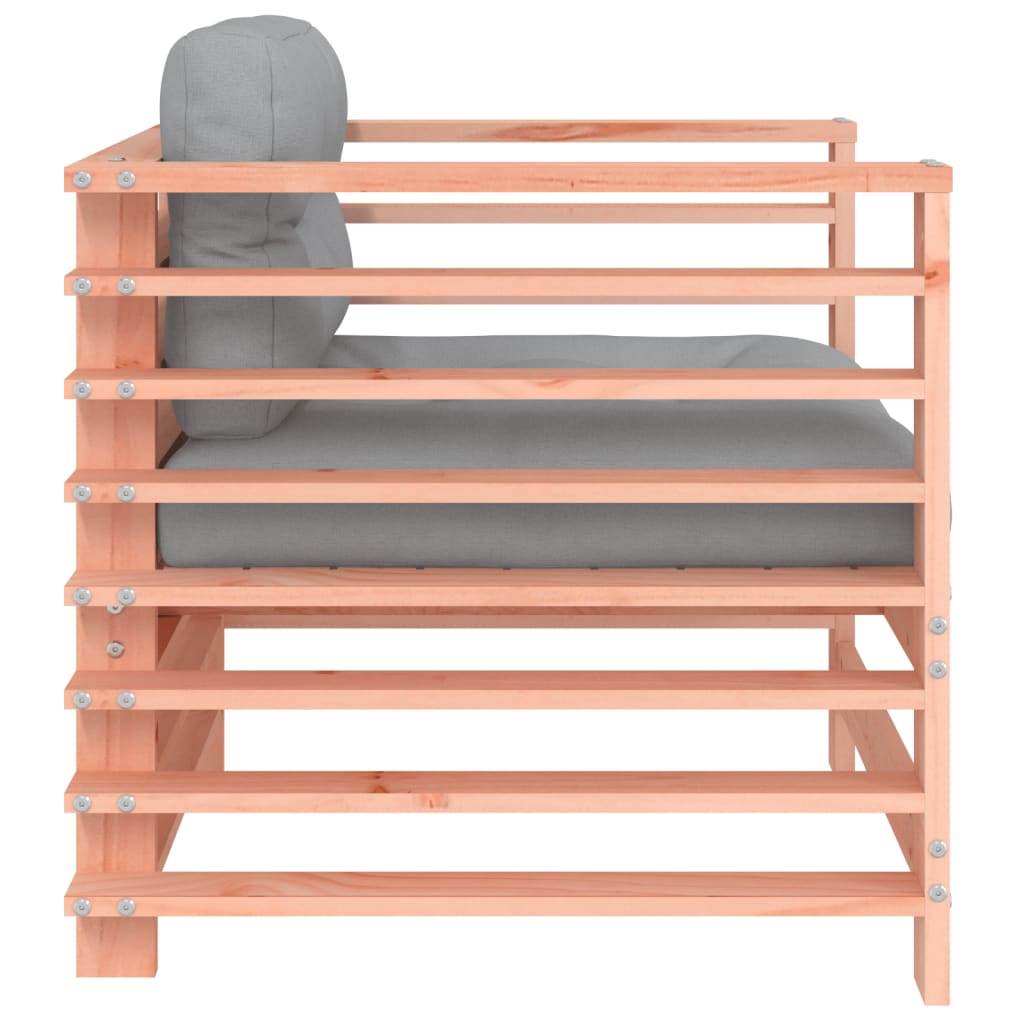 2-Piece Solid Douglas Wood Garden Chairs with Cushions - Natural Finish