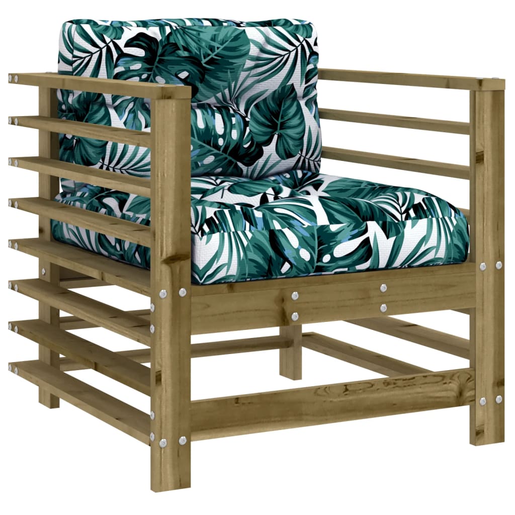 2-Piece Pine Garden Chairs with Cushions - Durable Wood Finish