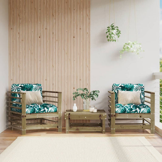 2-Piece Pine Garden Chairs with Cushions - Durable Wood Finish