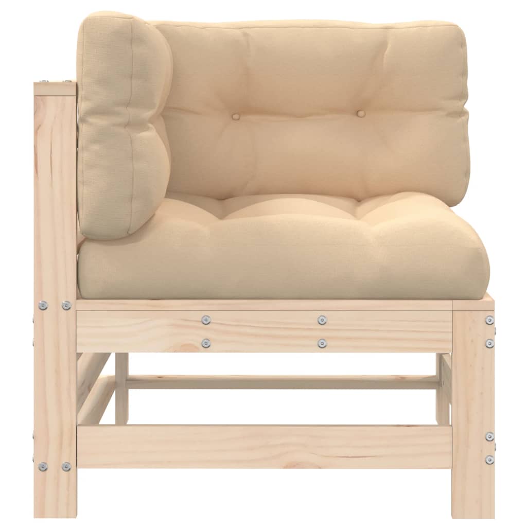 Solid Wood Pine Corner Sofa Set with Cushions - 2 Pieces
