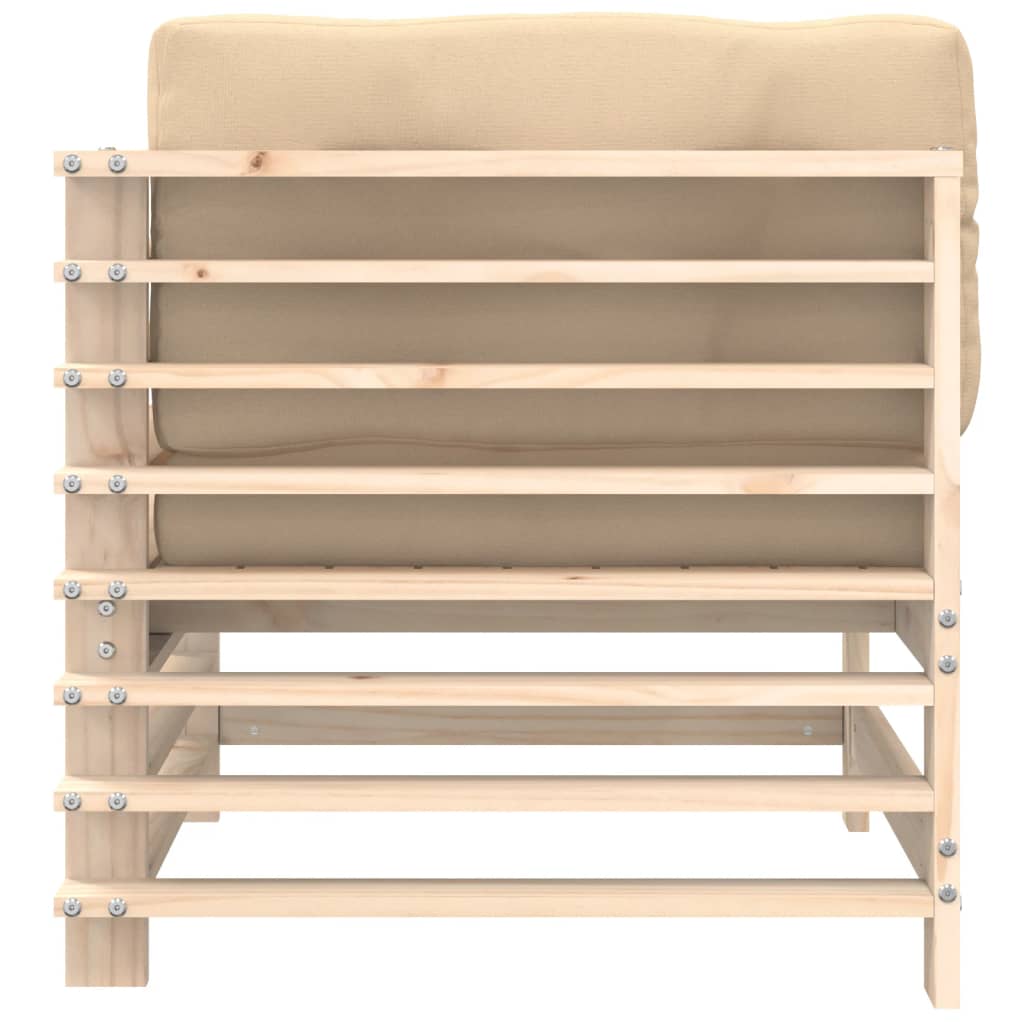Solid Wood Pine Corner Sofa Set with Cushions - 2 Pieces