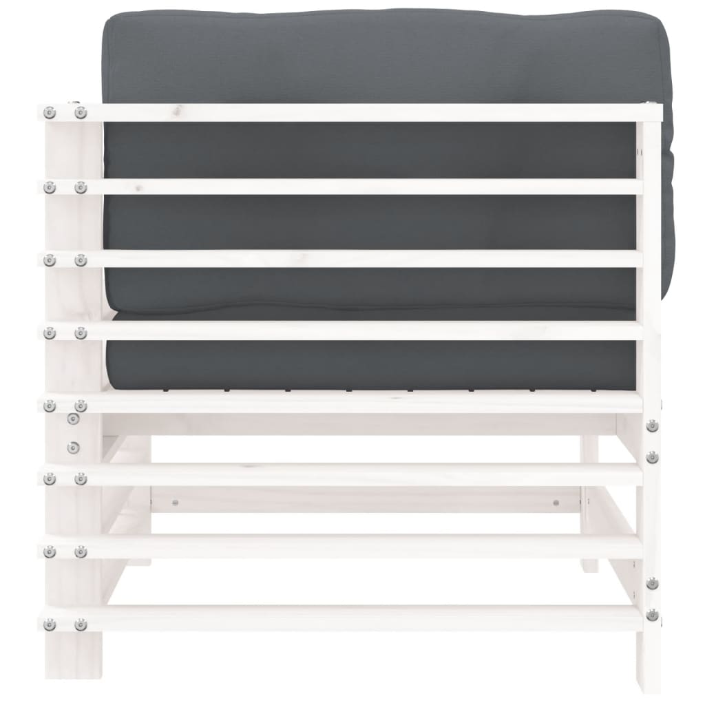 White Solid Wood Pine Corner Sofas with Cushions - 2 pcs Set