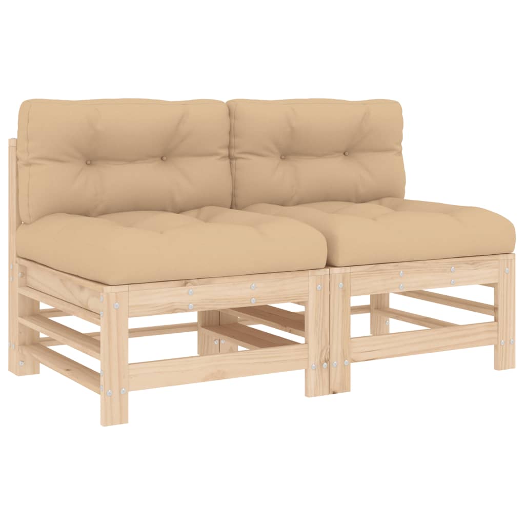 Solid Pine 2-Pc Middle Sofas with Cushions - Durable & Stylish
