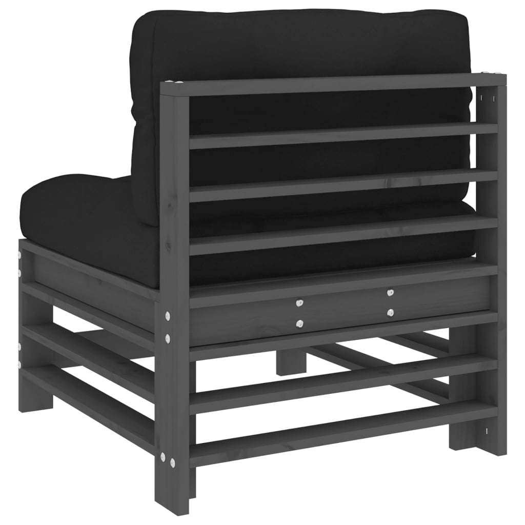 Elegant 2-Piece Grey Pine Wood Sofa Set with Cushions