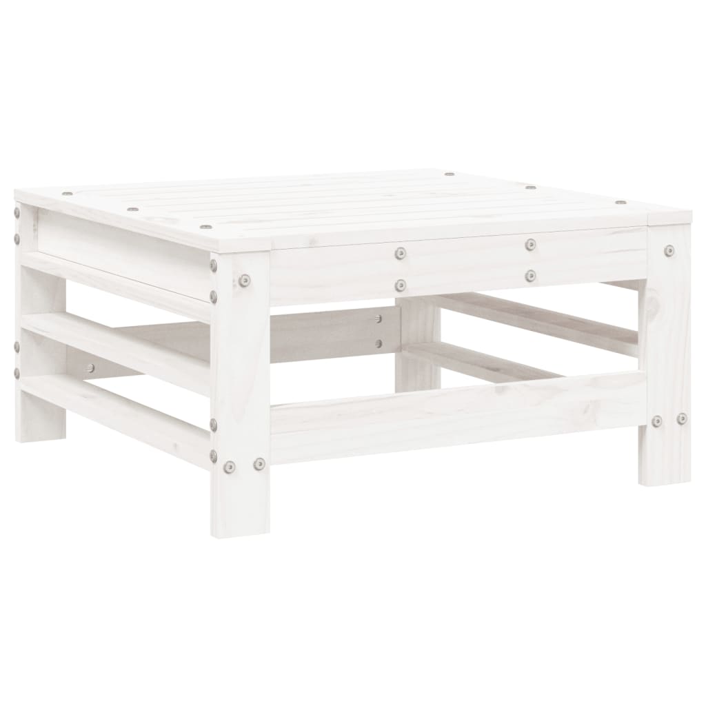 White Pine Wood Garden Footstools with Cushions, 2-Piece Set