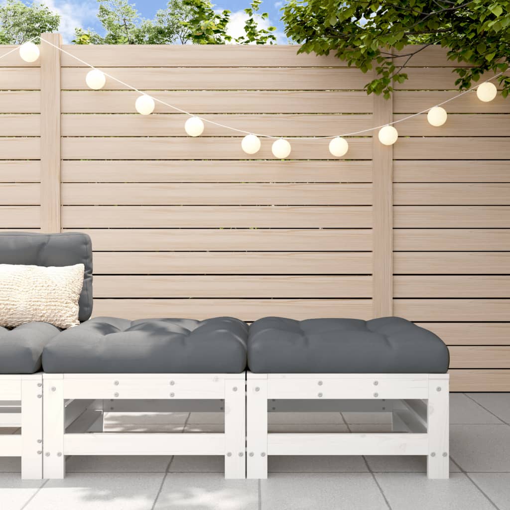 White Pine Wood Garden Footstools with Cushions, 2-Piece Set