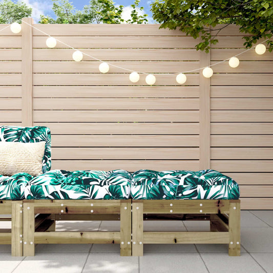 Pine Wood Garden Footstools with Cushions, 2pcs Set