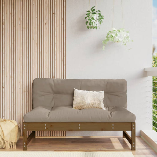 Solid Pine Middle Sofa - Honey Brown, 120x80 cm
