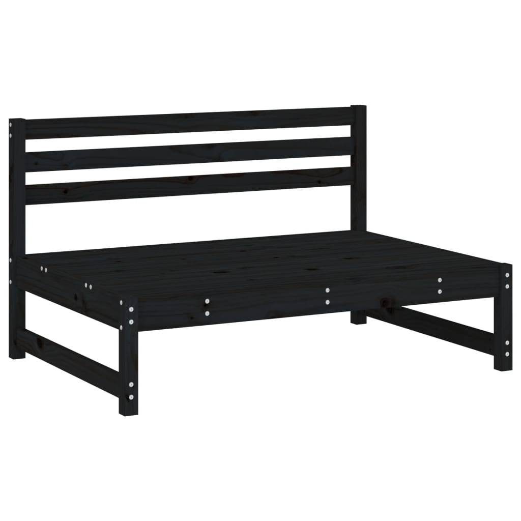 Elegant Black Middle Sofa - Solid Pine Wood (120x80 cm)