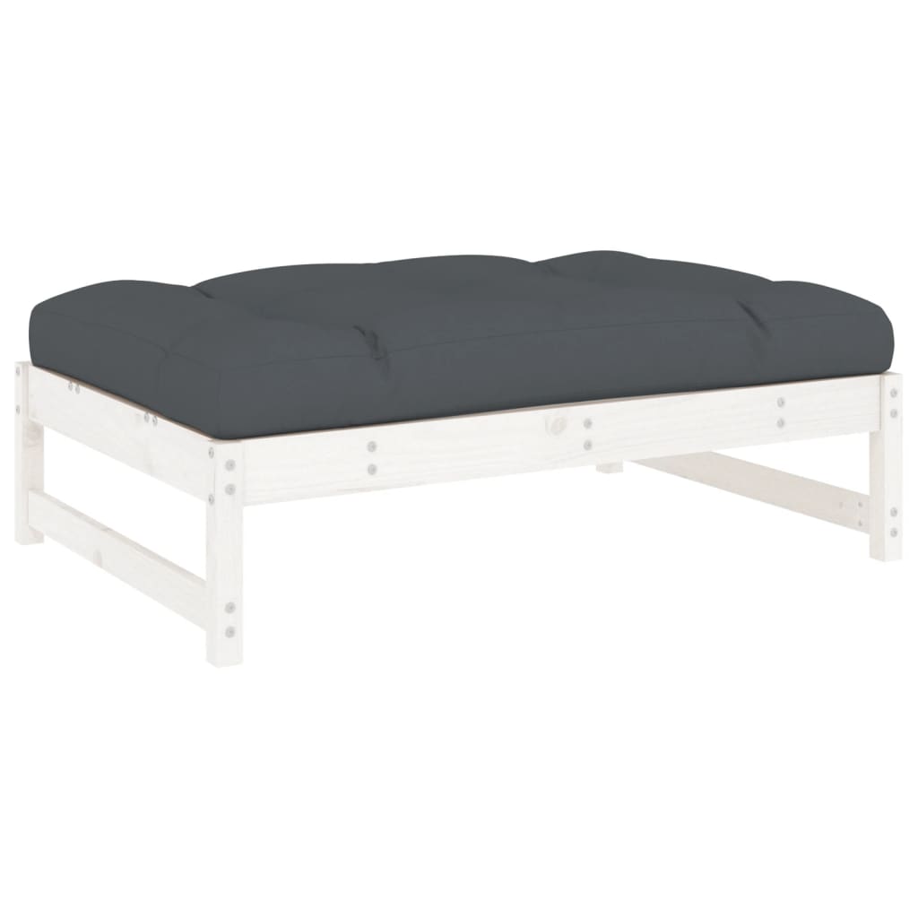Solid Wood Pine Garden Footstool, White 120x80 cm