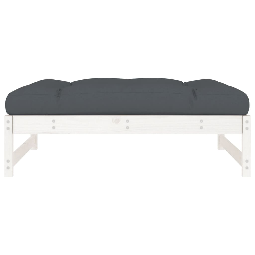Solid Wood Pine Garden Footstool, White 120x80 cm
