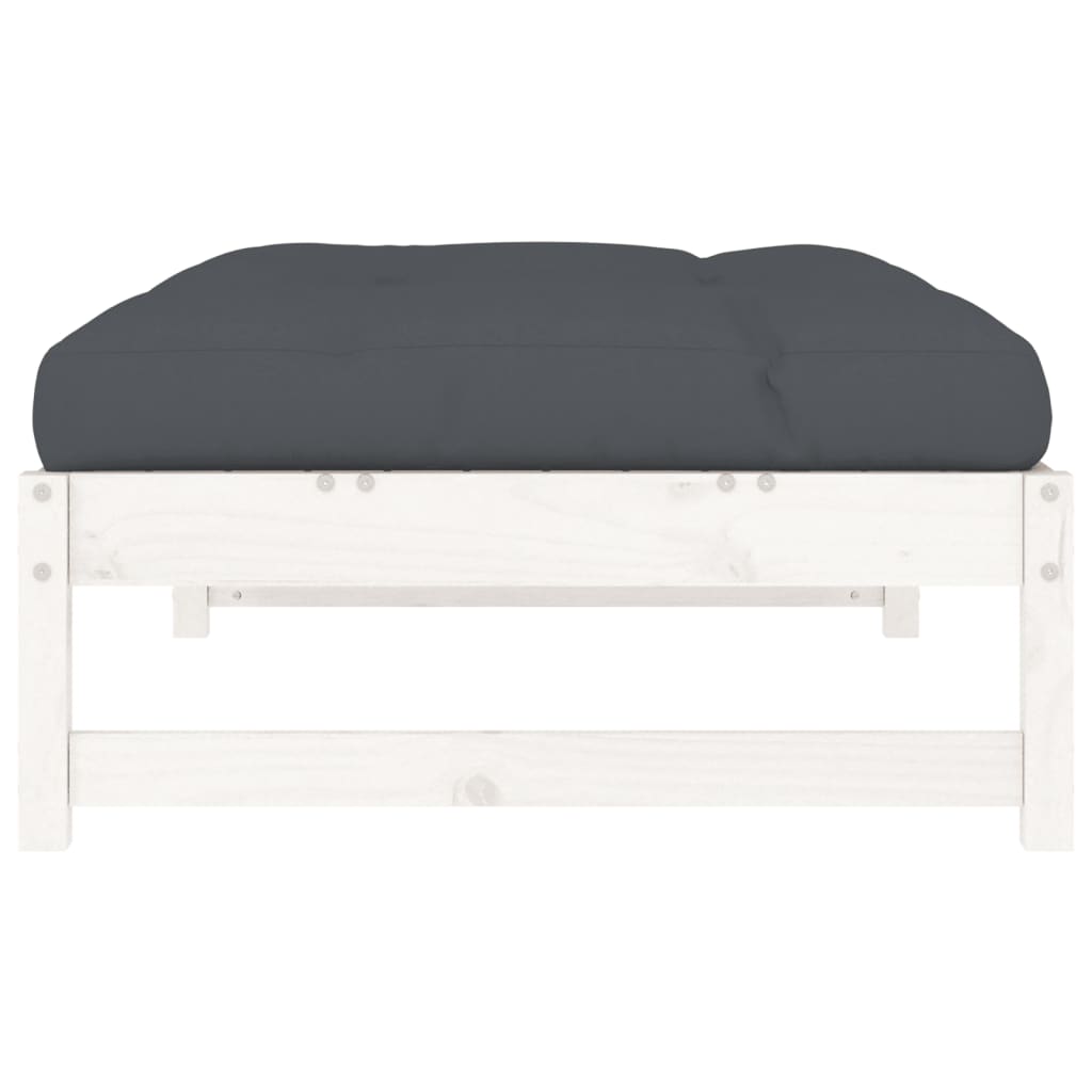 Solid Wood Pine Garden Footstool, White 120x80 cm