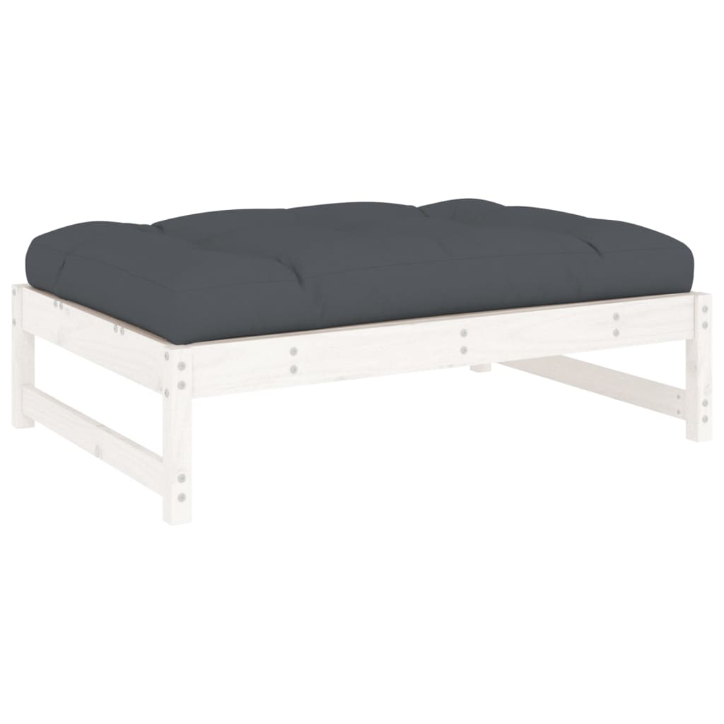 Solid Wood Pine Garden Footstool, White 120x80 cm
