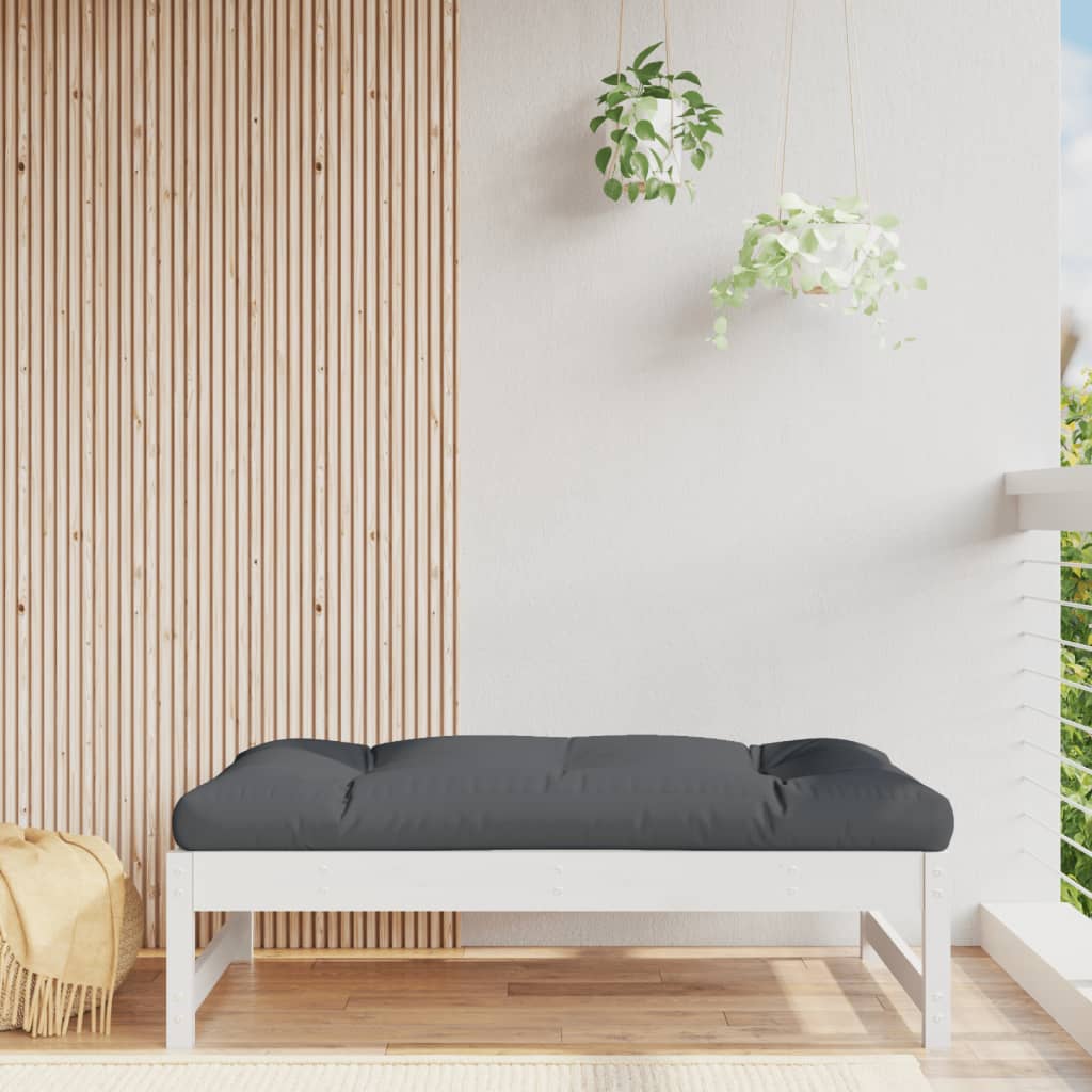 Solid Wood Pine Garden Footstool, White 120x80 cm